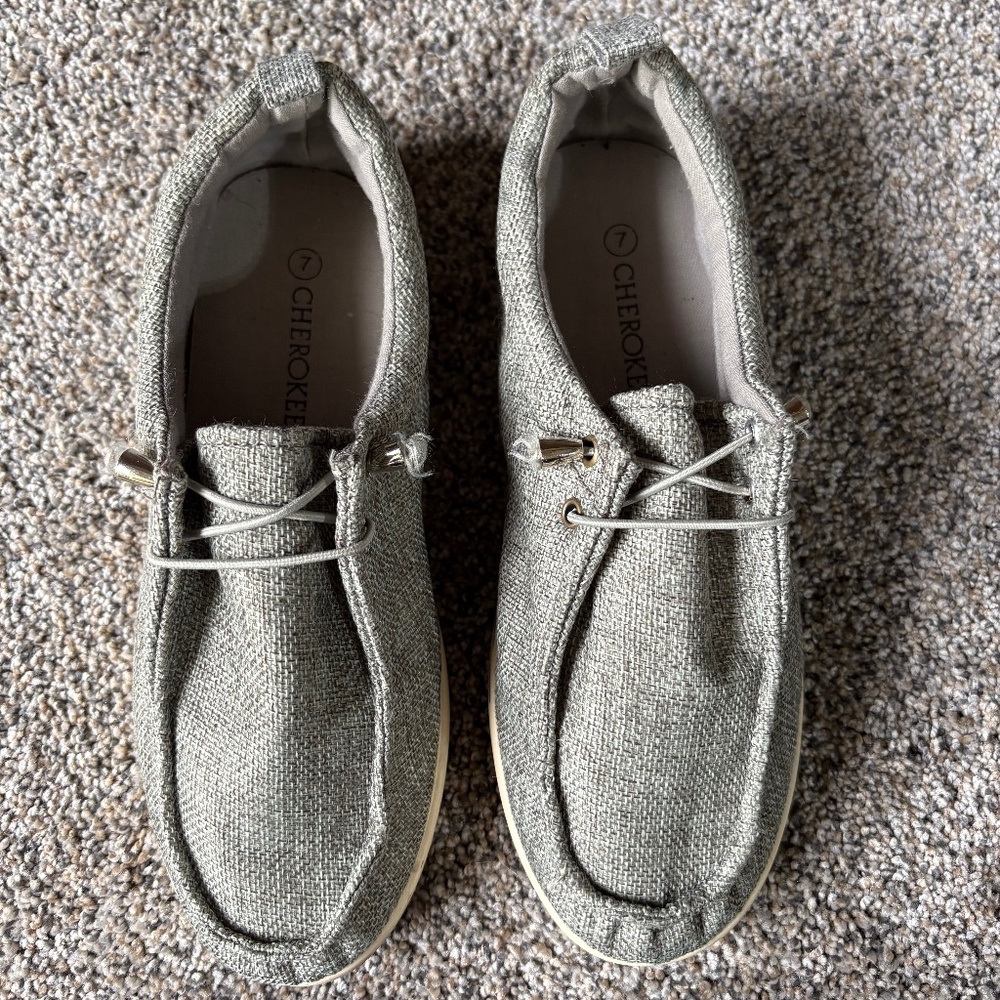 Cherokee Gray Canvas Comfort Loafers Women's Size 7 Lightweight Walking Shoes